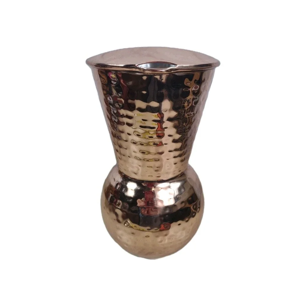 Hammered Copper Plated Pitcher Water Cocktail Decor Brass Handle Napa Style 9.5